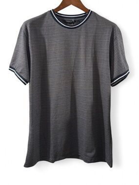 Penshoppe Navy/Grey Striped Patterned T-Shirt Relaxed Fit Size Men’s XL (NWT)